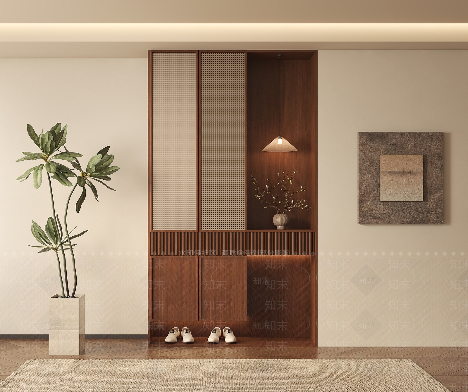 现代中古风鞋柜SU模型下载【ID:1158421592】