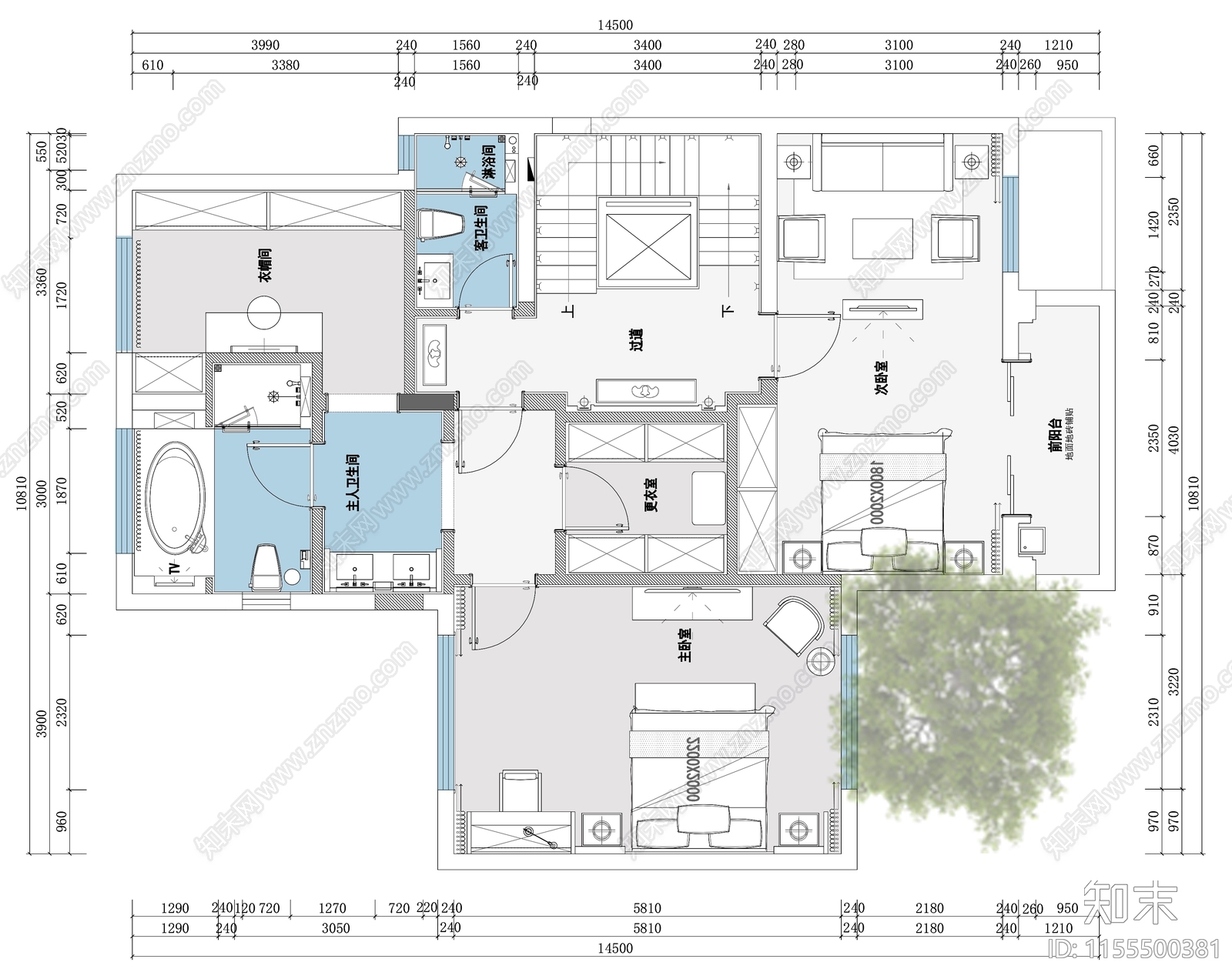 150平别墅平面布置图施工图下载【ID:1155500381】