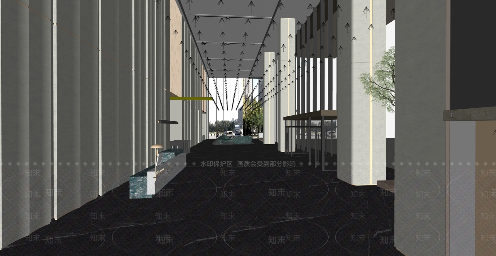 现代办公大堂SU模型下载【ID:1155509050】