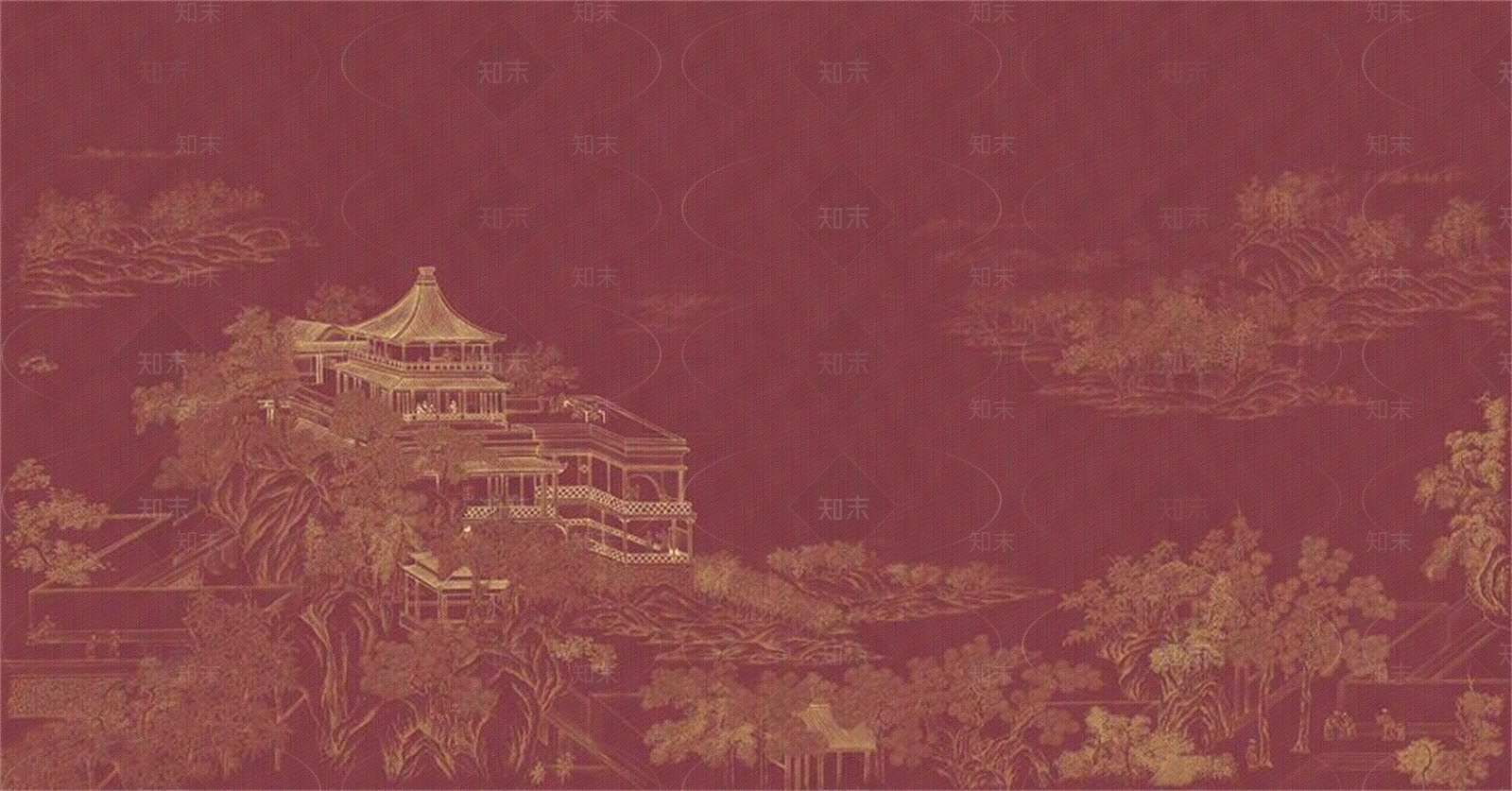 新中式古建筑壁纸壁画贴图下载【ID:1155509296】