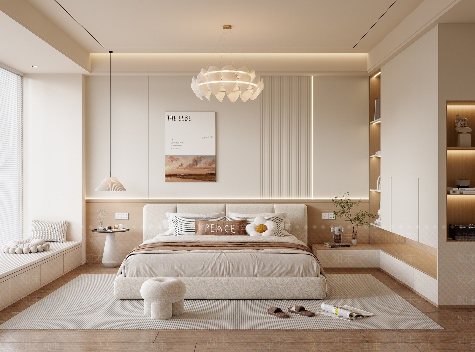 现代奶油风卧室3D模型下载【ID:1155513094】