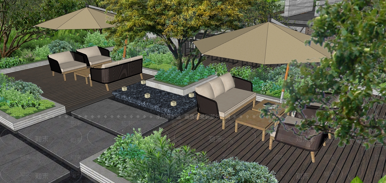 现代屋顶花园SU模型下载【ID:1155520761】_知末su模型网