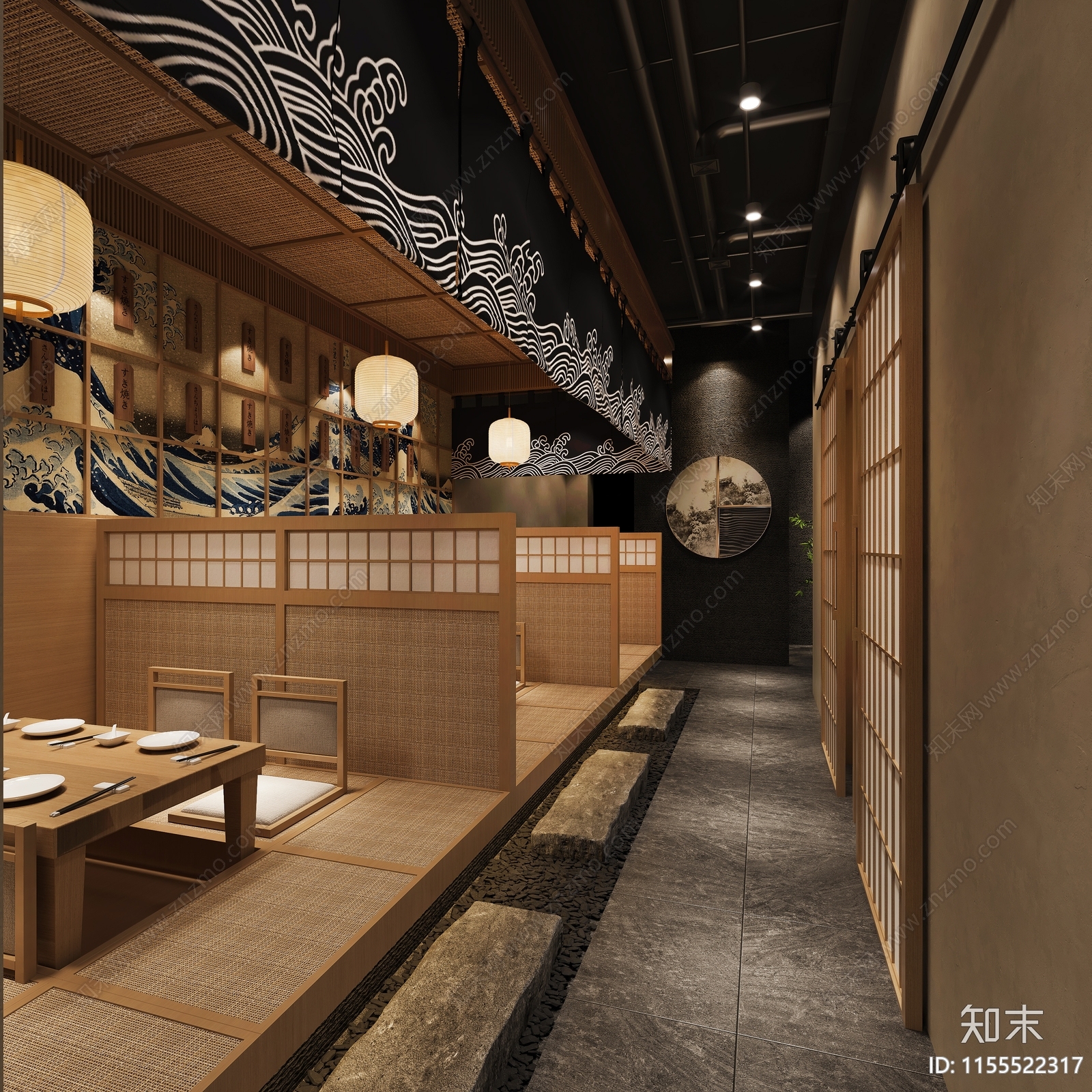 侘寂日料店过道3D模型下载【ID:1155522317】