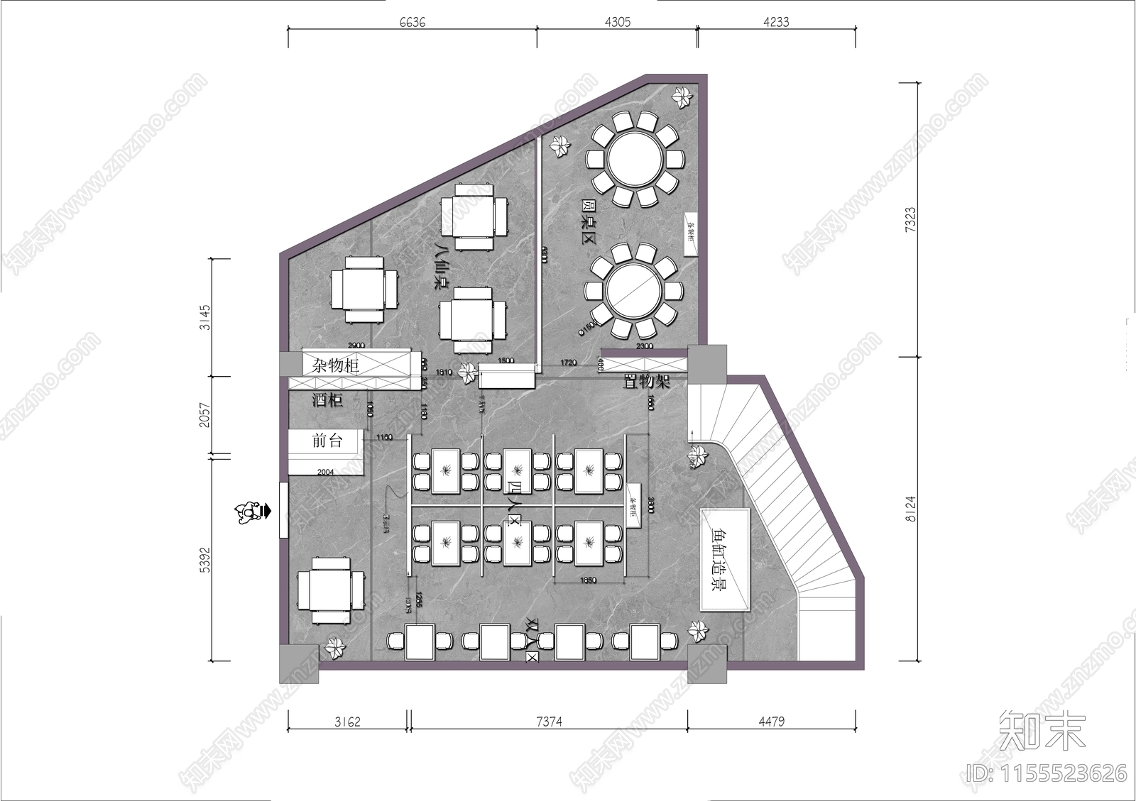 200㎡火锅店平面布置图施工图下载【ID:1155523626】