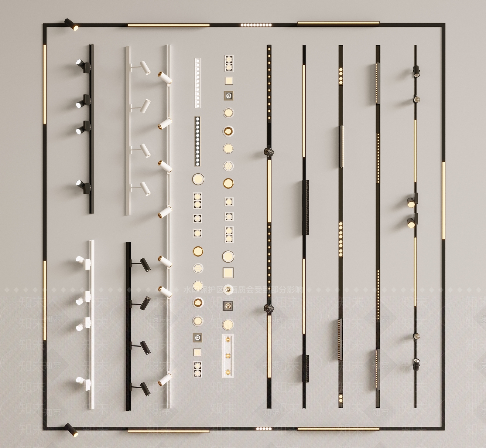 现代轨道射灯3D模型下载【ID:1155523906】