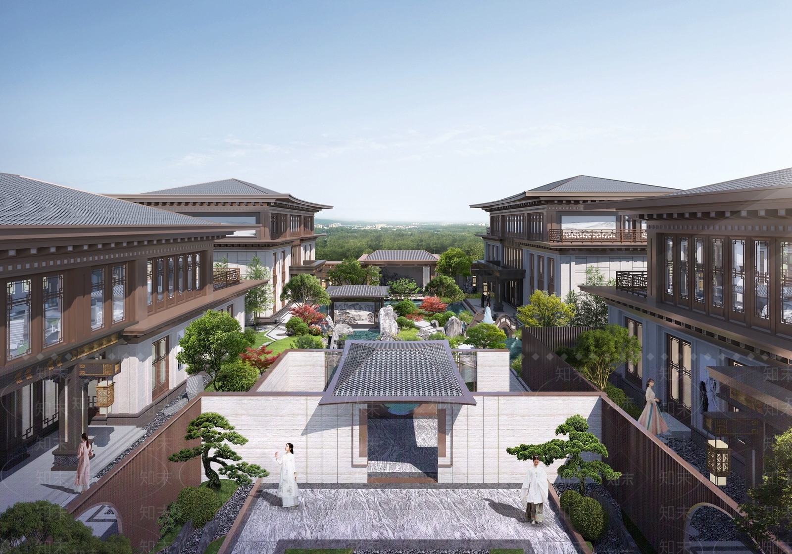 新中式办公景观SU模型下载【ID:1155525129】
