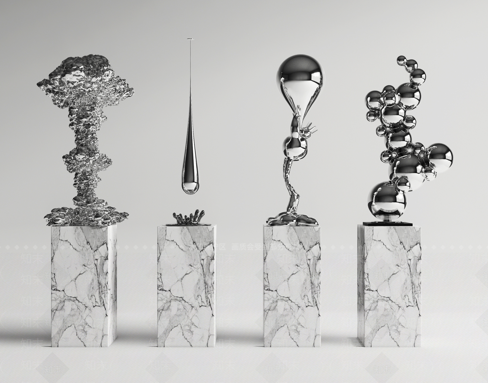 现代不锈钢抽象雕塑3D模型下载【ID:1155525546】