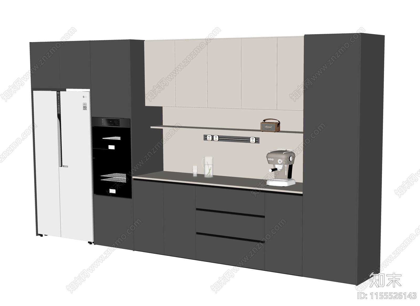 现代餐边柜SU模型下载【ID:1155526143】