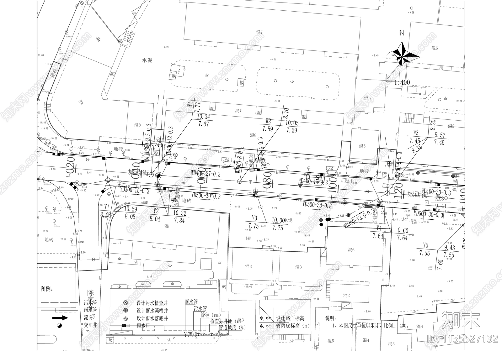 城西街改造工程cad施工图下载【ID:1155527132】