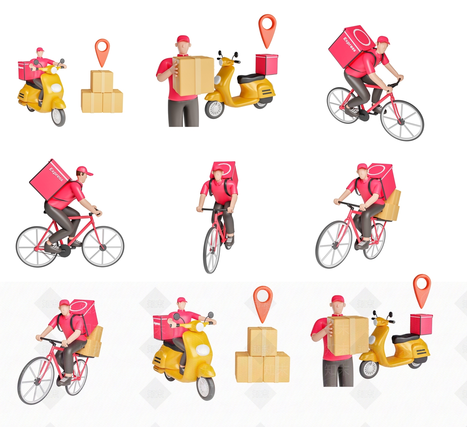 现代卡通快递员配送人物角色手办SU模型下载【ID:1155530899】