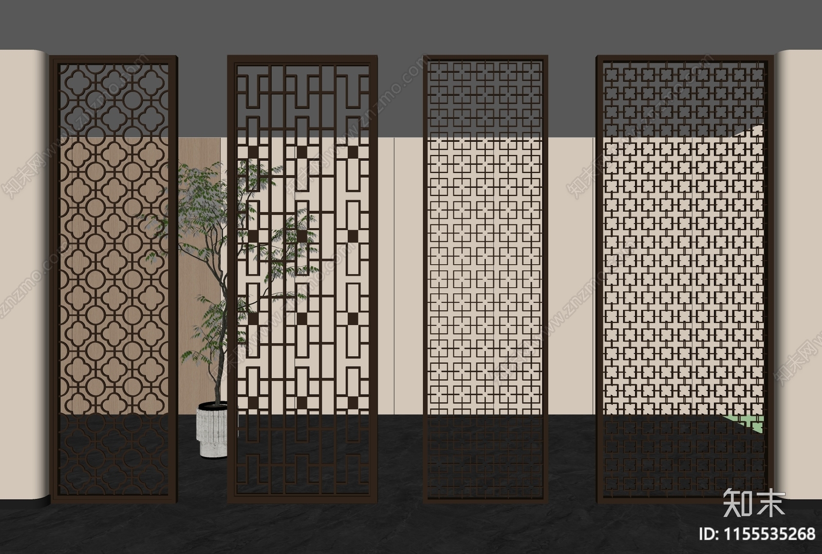 现代屏风隔断SU模型下载【ID:1155535268】