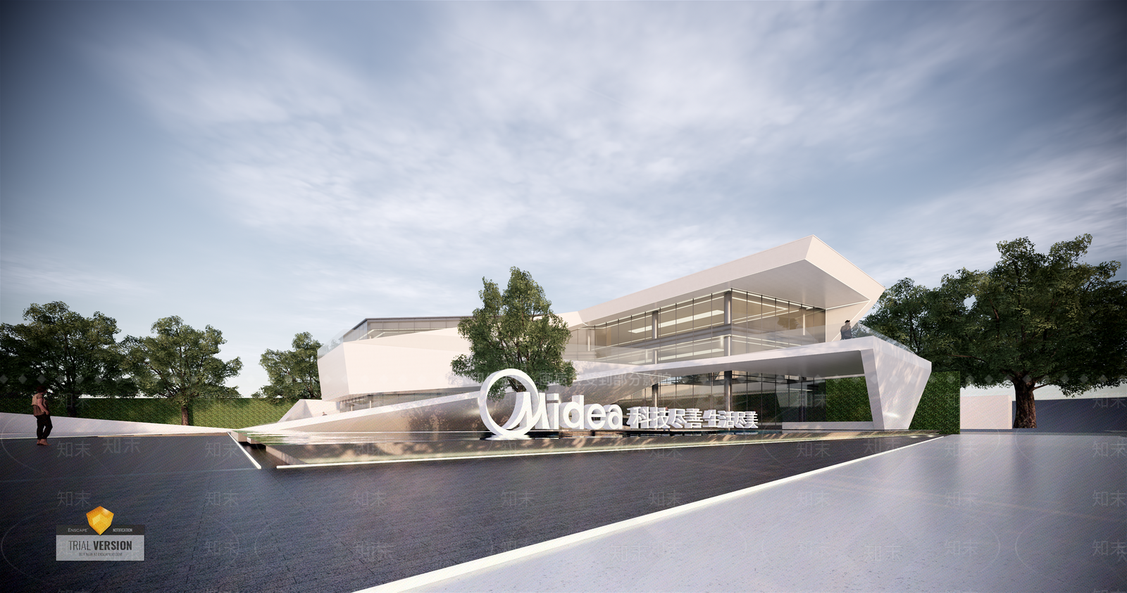 现代风格L形坡地售楼处SU模型下载【ID:1155535497】