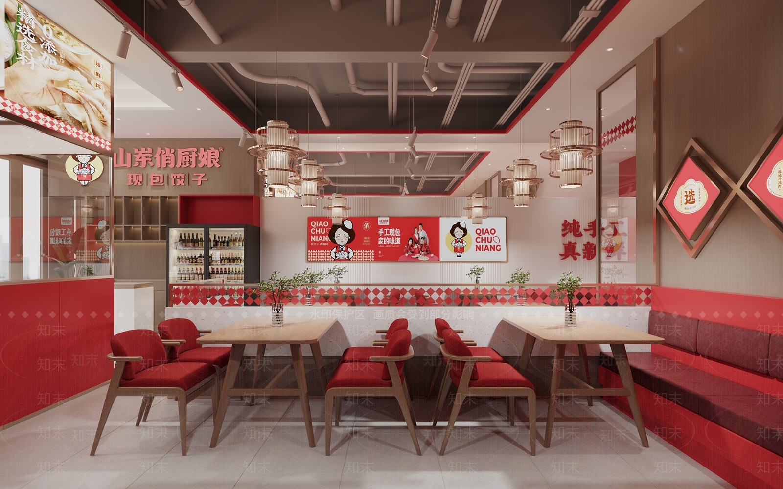 现代快餐店大厅3D模型下载【ID:1155537546】