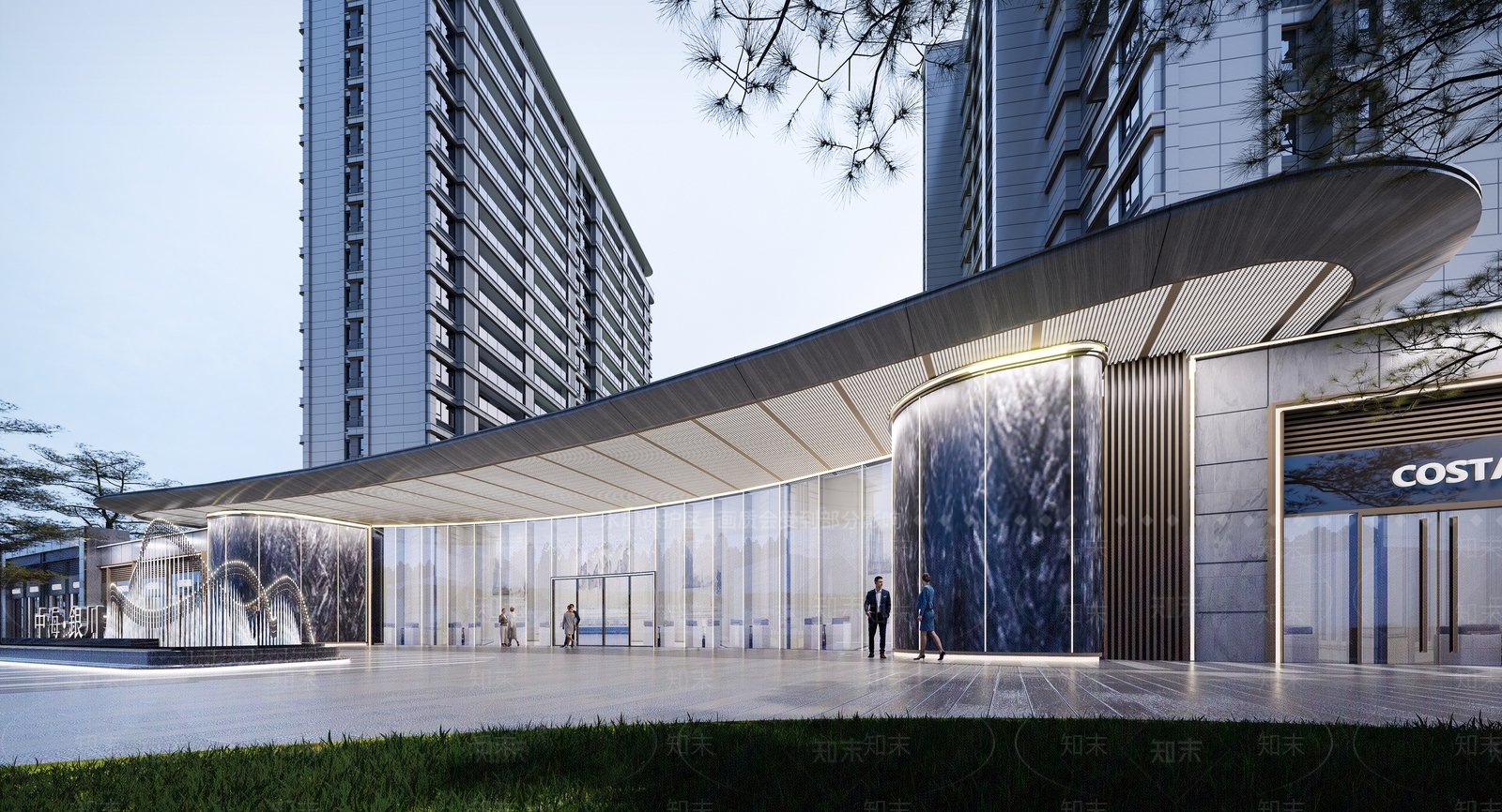 现代售楼处建筑SU模型下载【ID:1155539796】