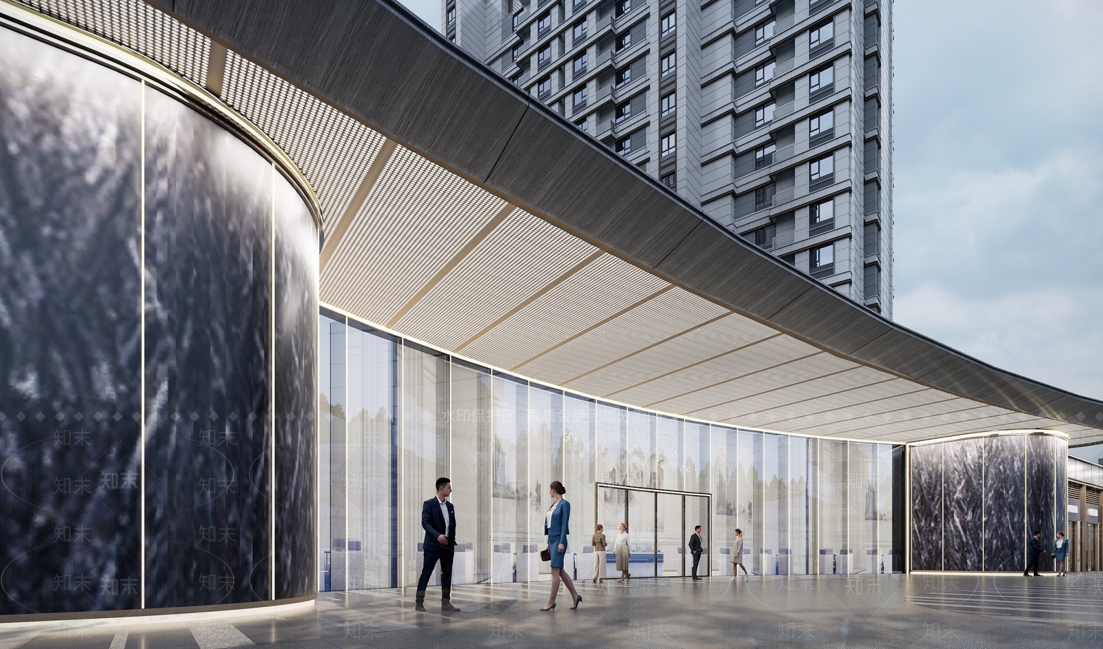 现代售楼处建筑SU模型下载【ID:1155539796】