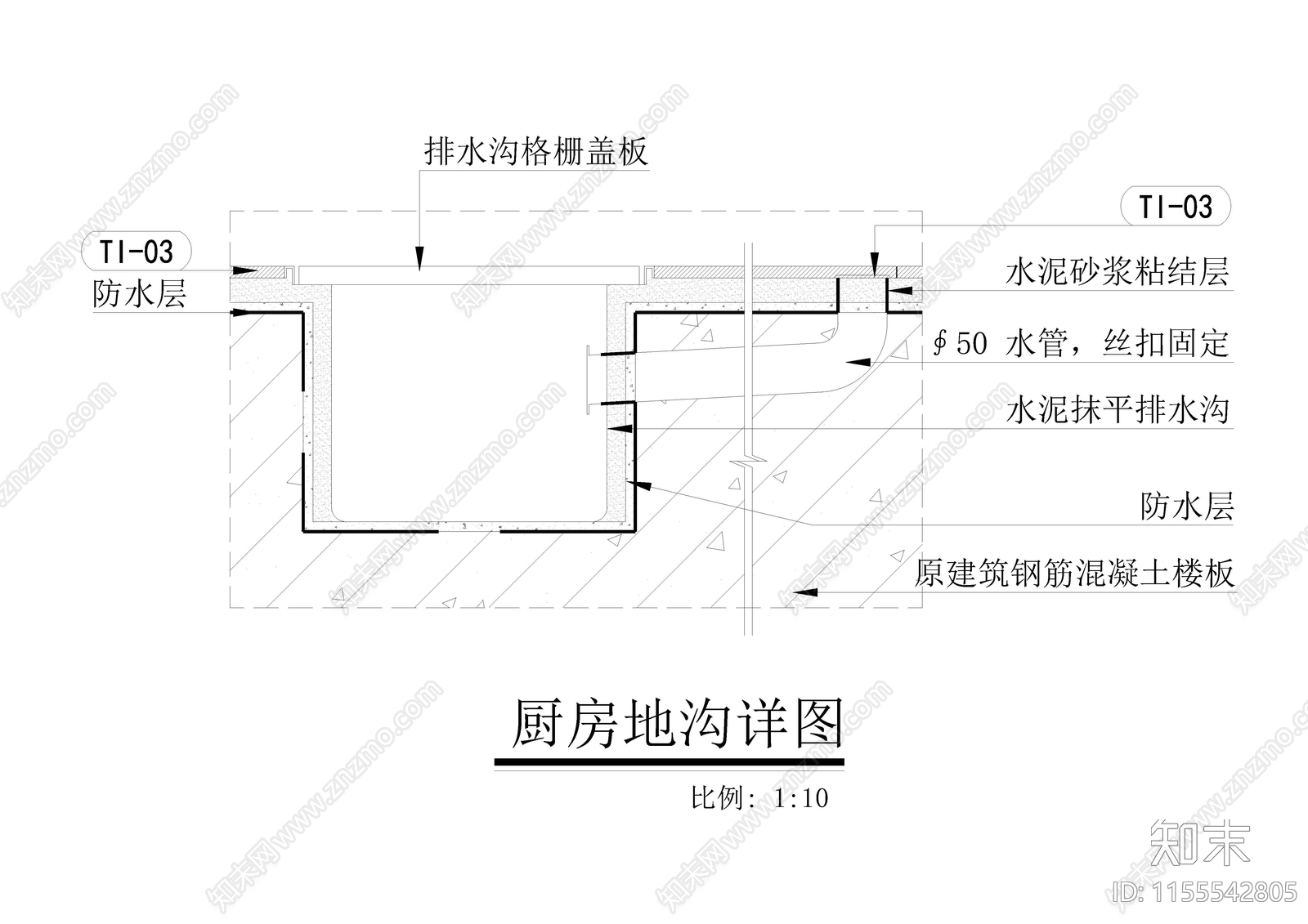 厨房地沟节点详图施工图下载【ID:1155542805】