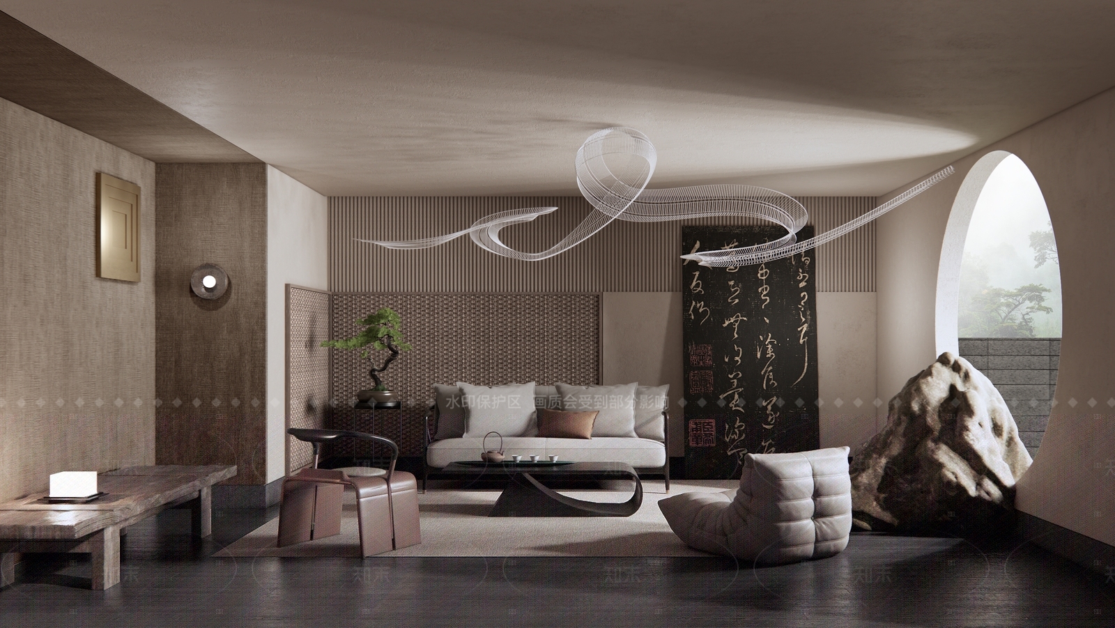 侘寂家居客厅SU模型下载【ID:1215939718】