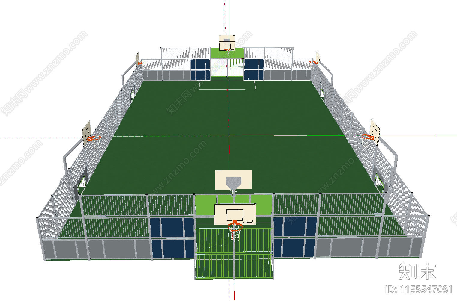 现代篮球足球二合一运动场SU模型下载【ID:1155547081】