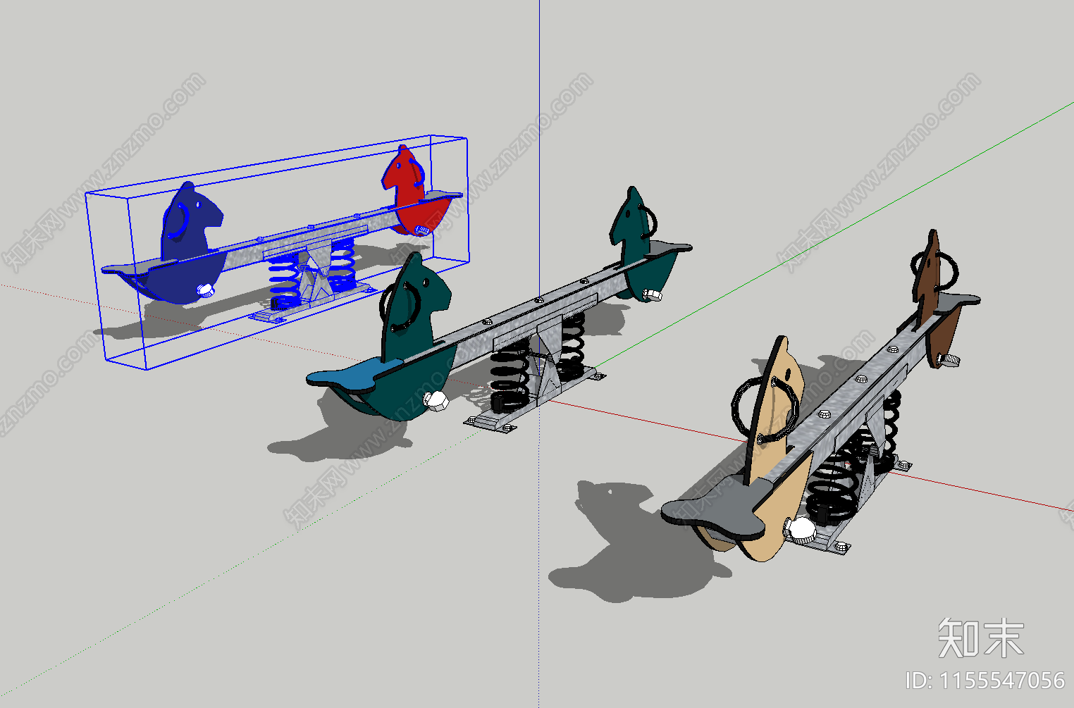 现代马型儿童跷跷板SU模型下载【ID:1155547056】