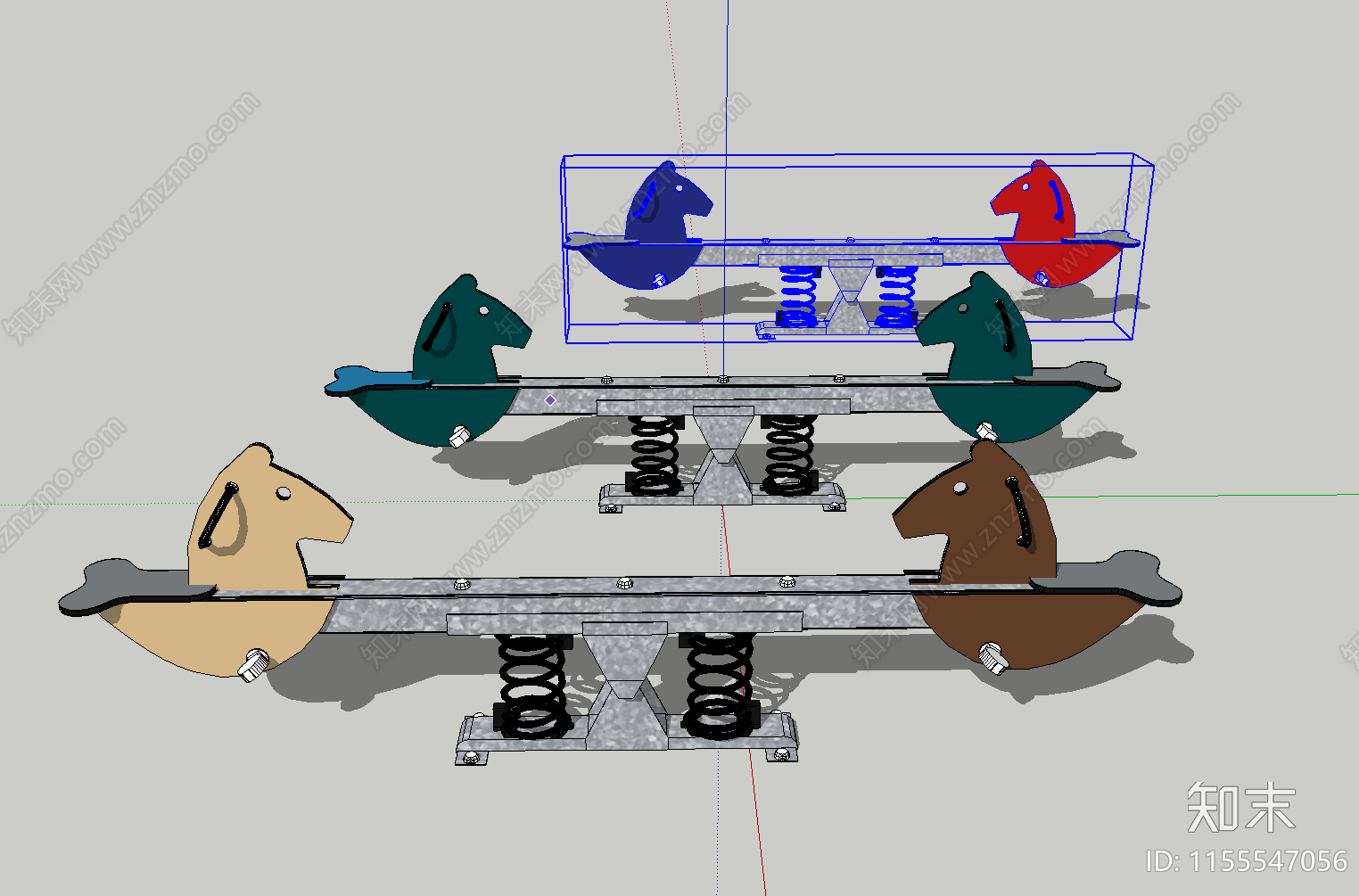 现代马型儿童跷跷板SU模型下载【ID:1155547056】