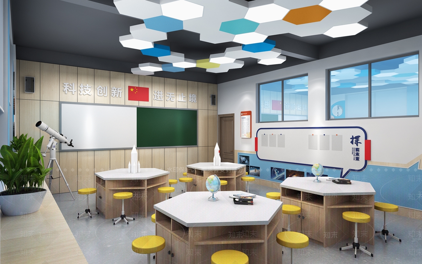 现代教室3D模型下载【ID:1155554757】