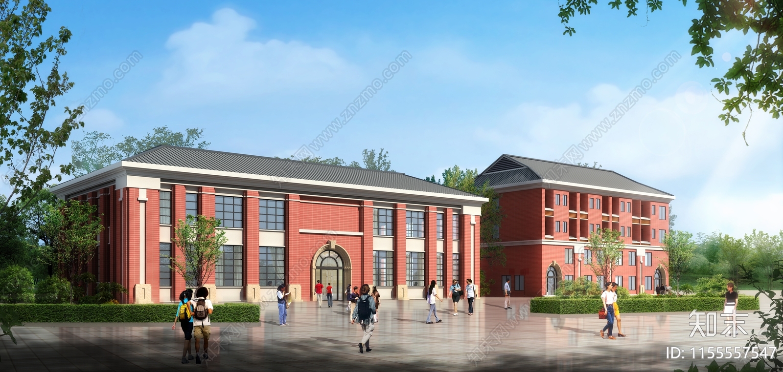 PSD免抠欧式中小学效果图下载【ID:1155557547】