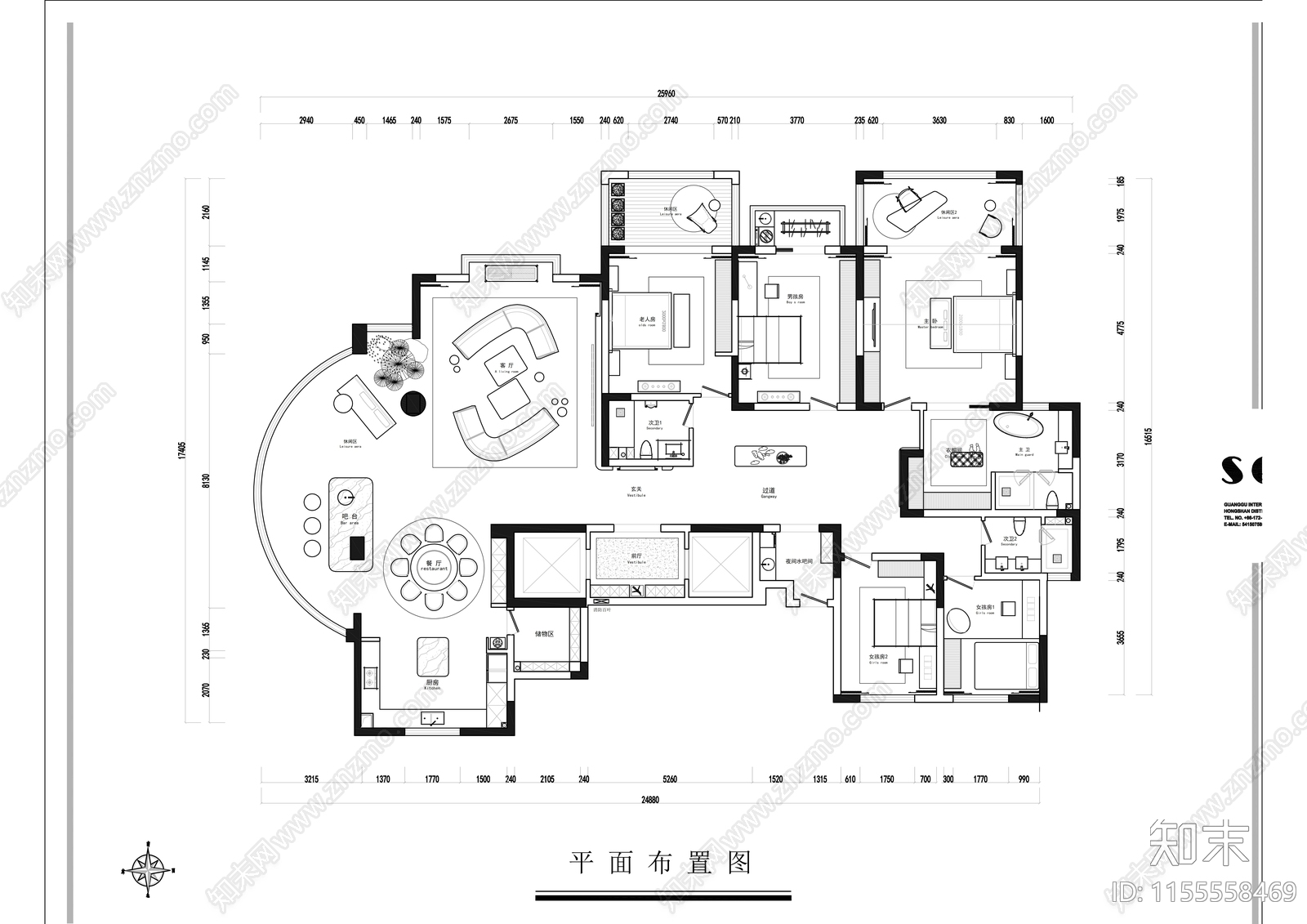 家装平面图cad施工图下载【ID:1155558469】