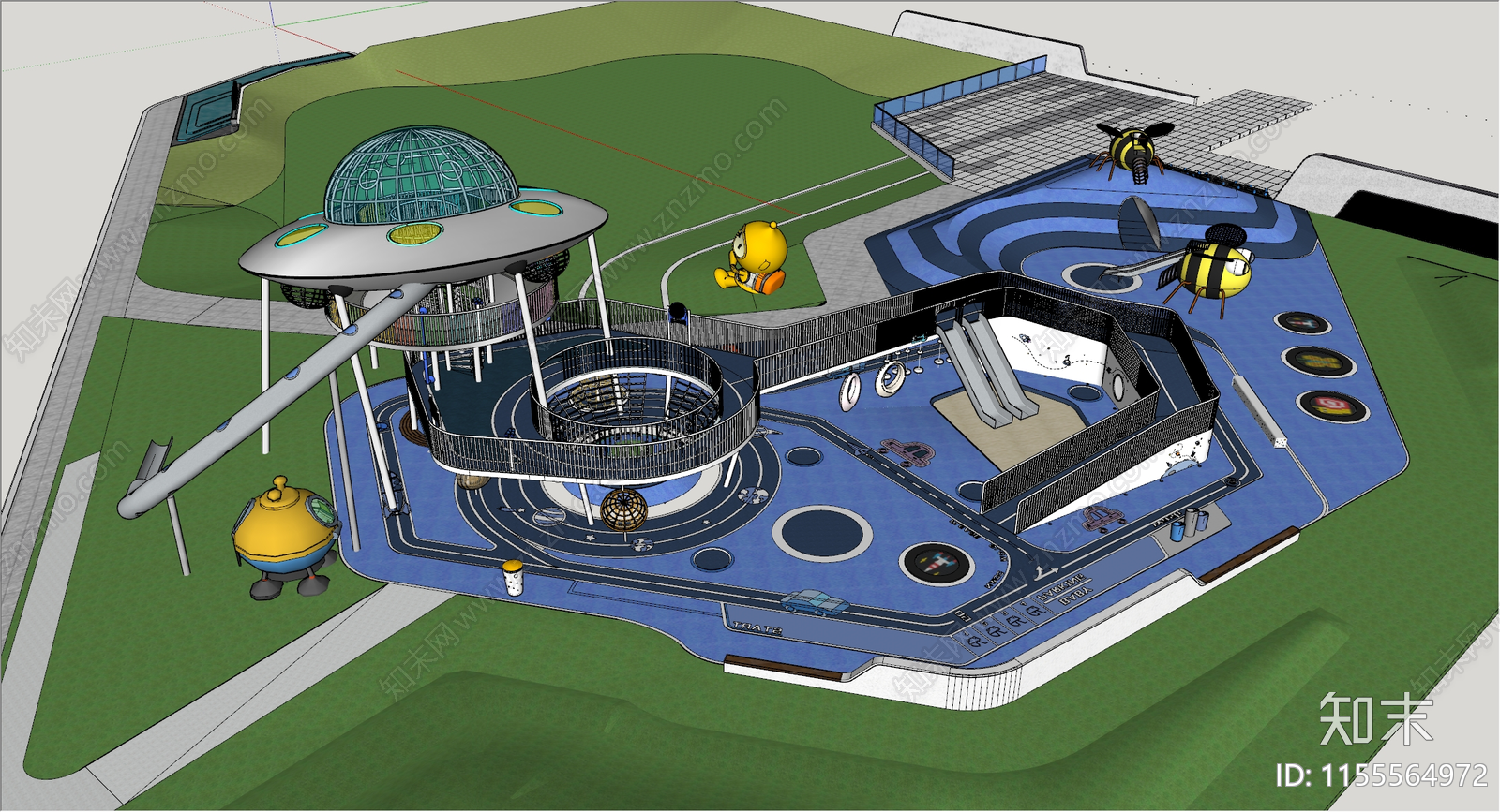 现代飞船主题儿童乐园SU模型下载【ID:1155564972】
