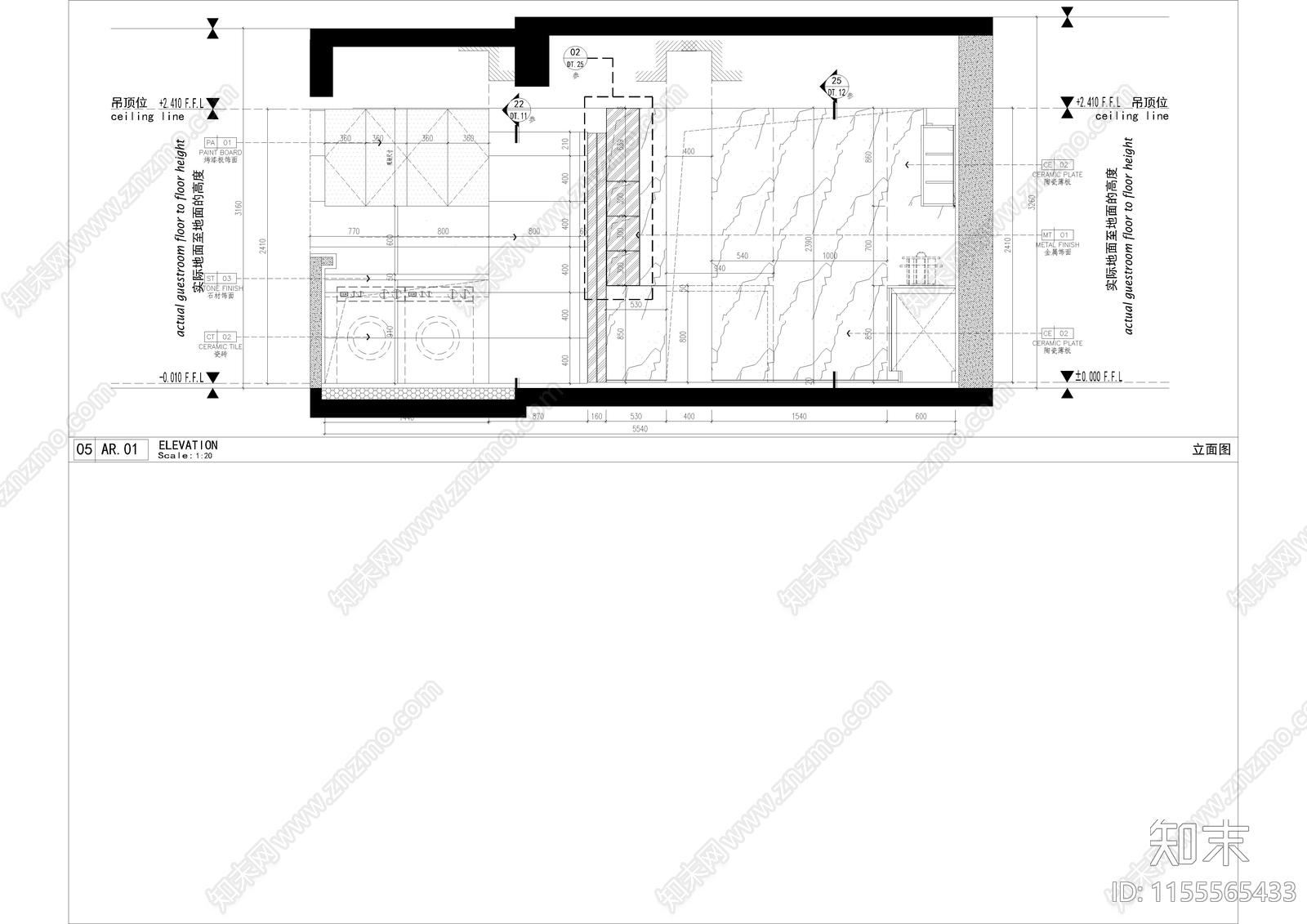 家居厨房cad施工图下载【ID:1155565433】