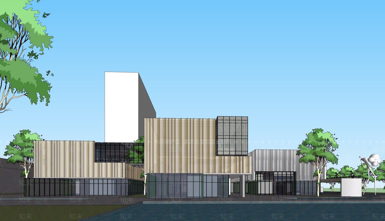 现代大型商场建筑SU模型下载【ID:1155573707】