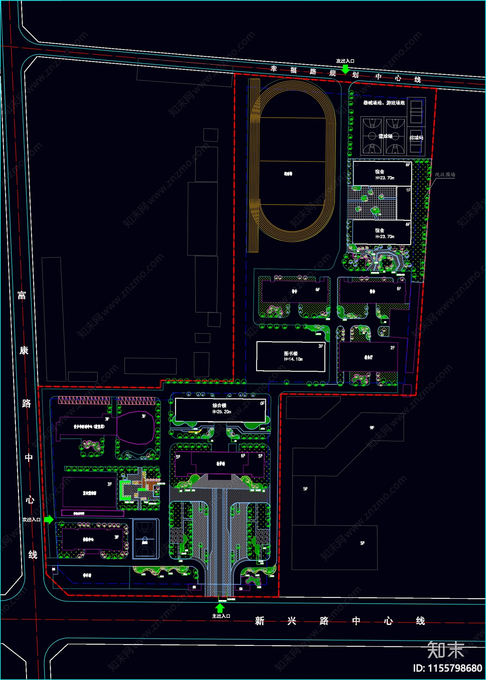 商丘学校景观方案设计cad施工图下载【ID:1155798680】
