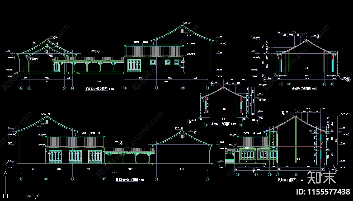 茶室B建筑cad施工图下载【ID:1155577438】