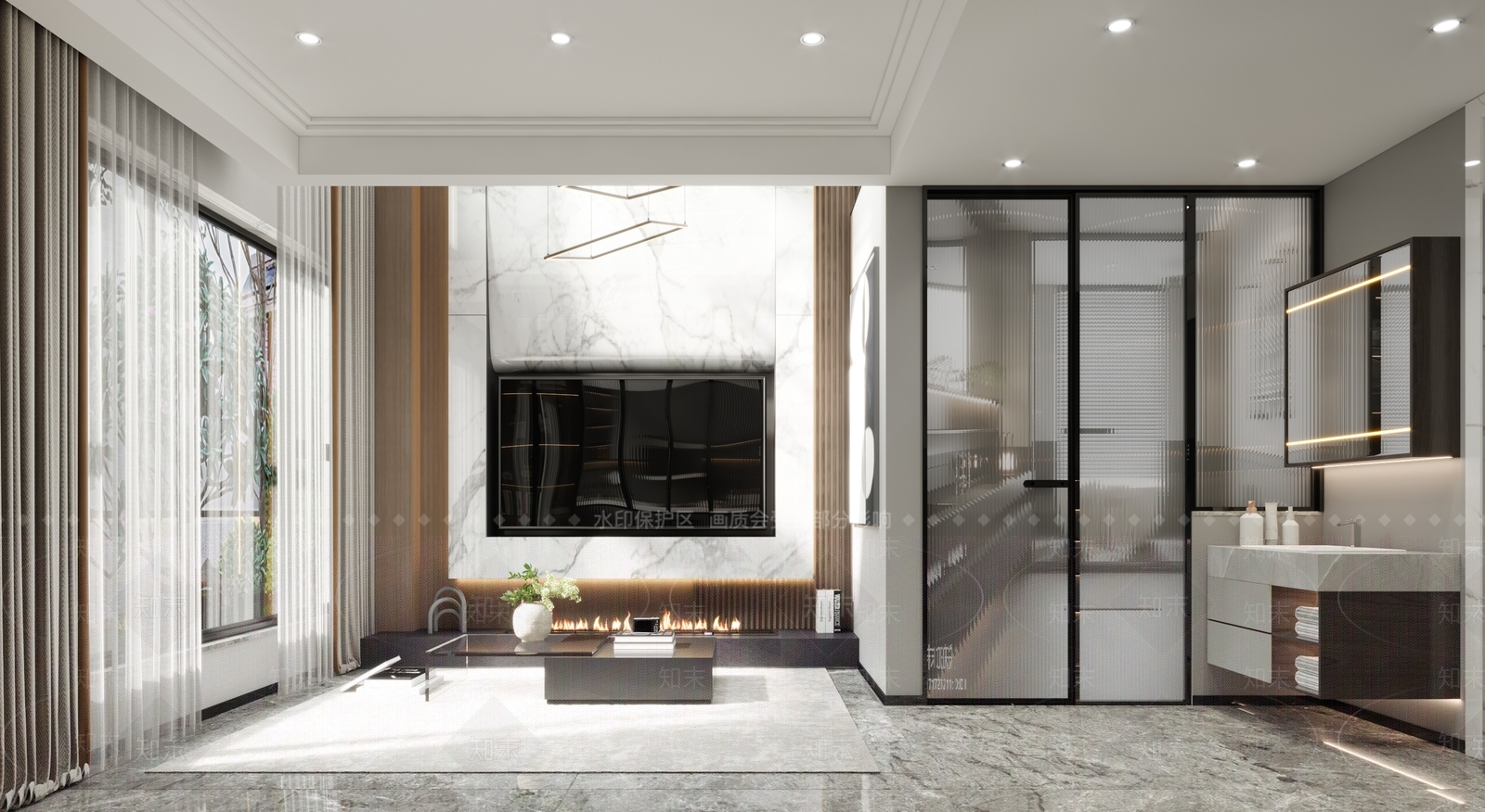 现代loft客厅3D模型下载【ID:1155578093】