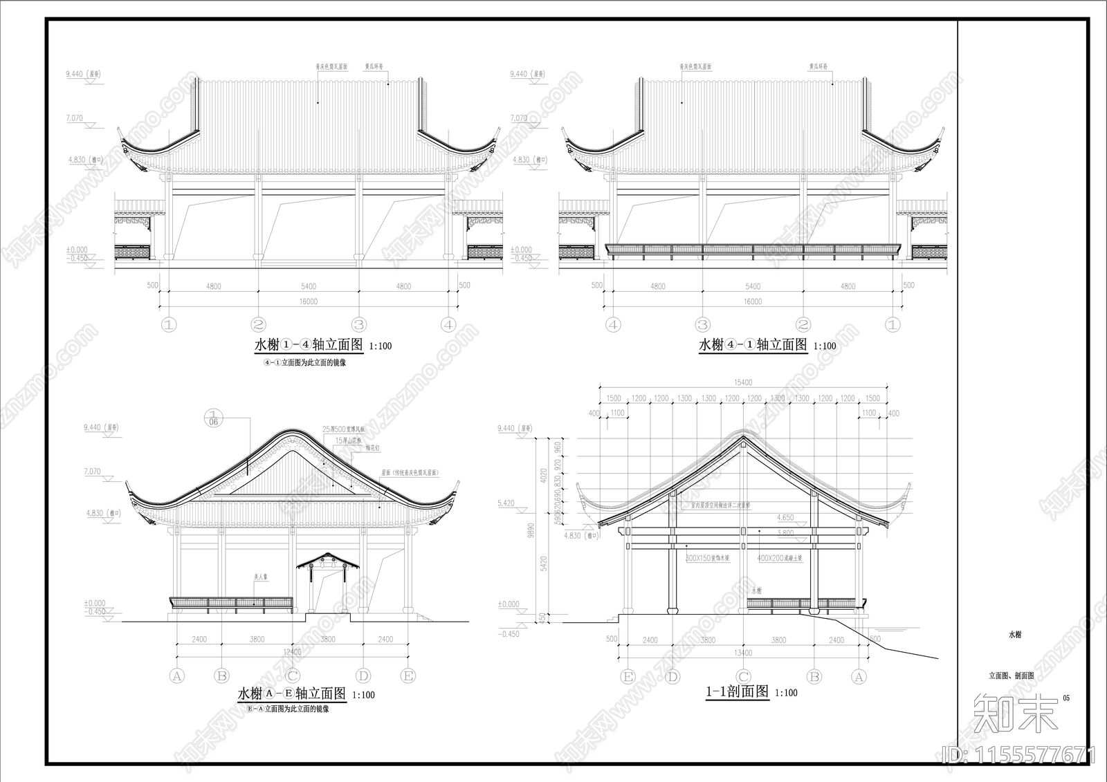 水榭cad施工图下载【ID:1155577671】