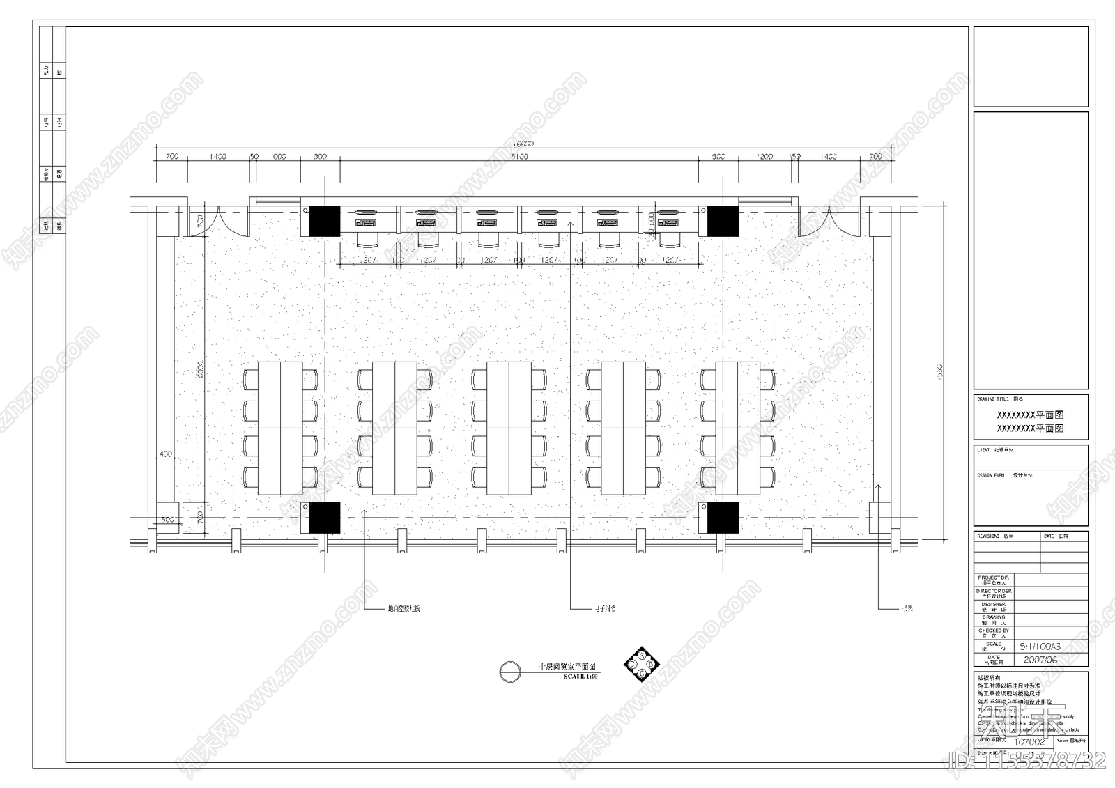 120平米阅览室装修详图cad施工图下载【ID:1155578732】