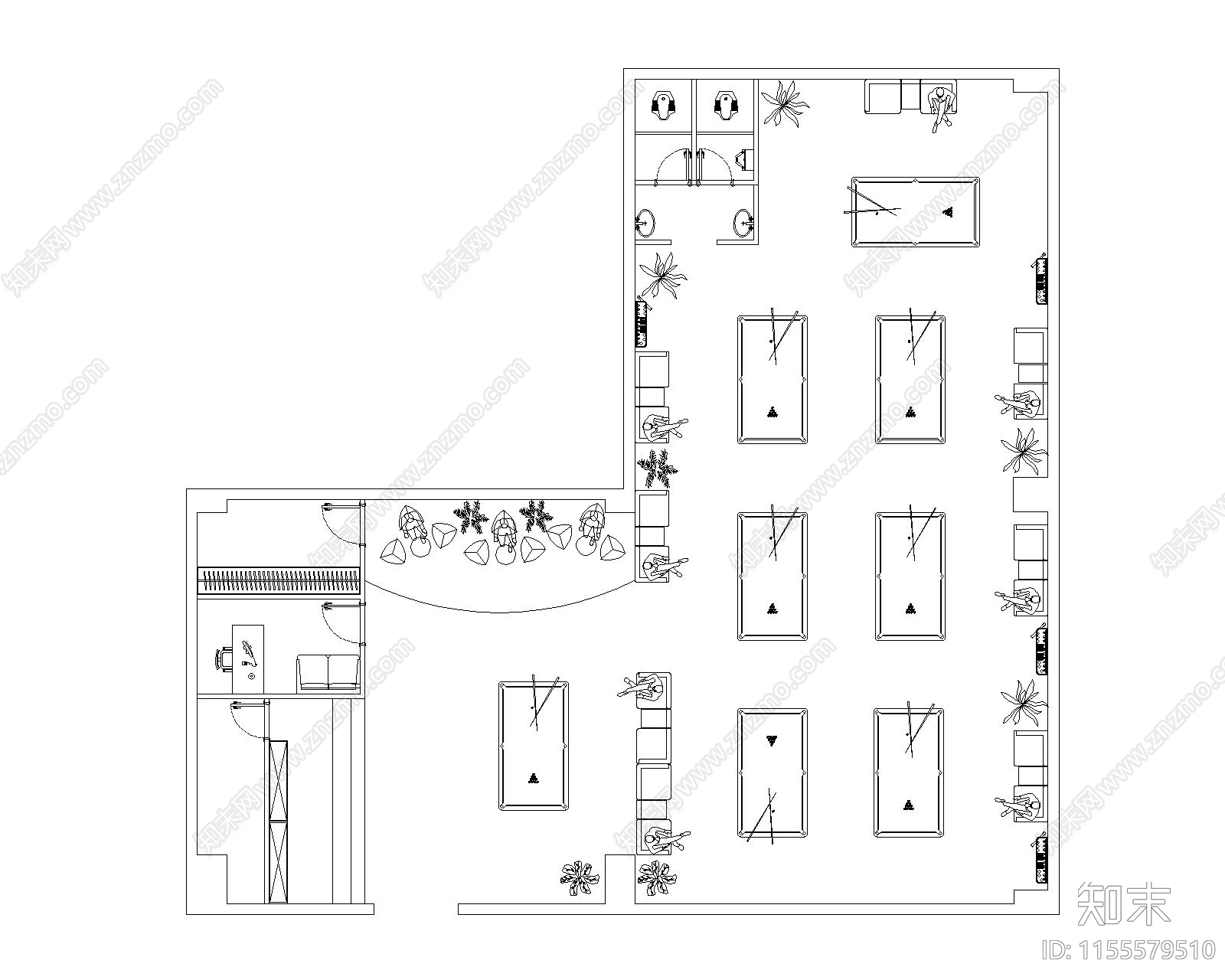 台球厅cad施工图下载【ID:1155579510】