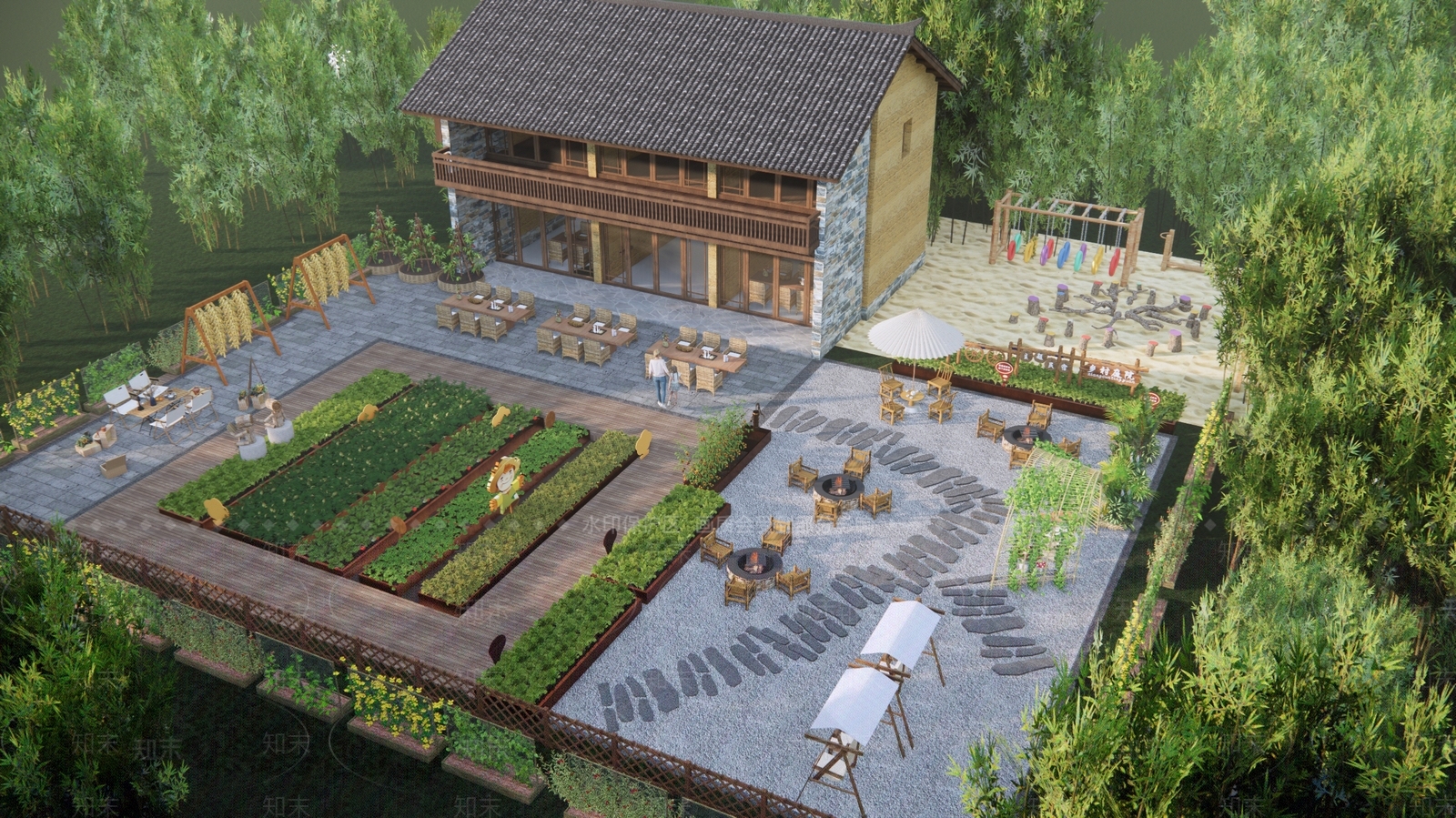 中式菜地庭院SU模型下载【ID:1155580043】