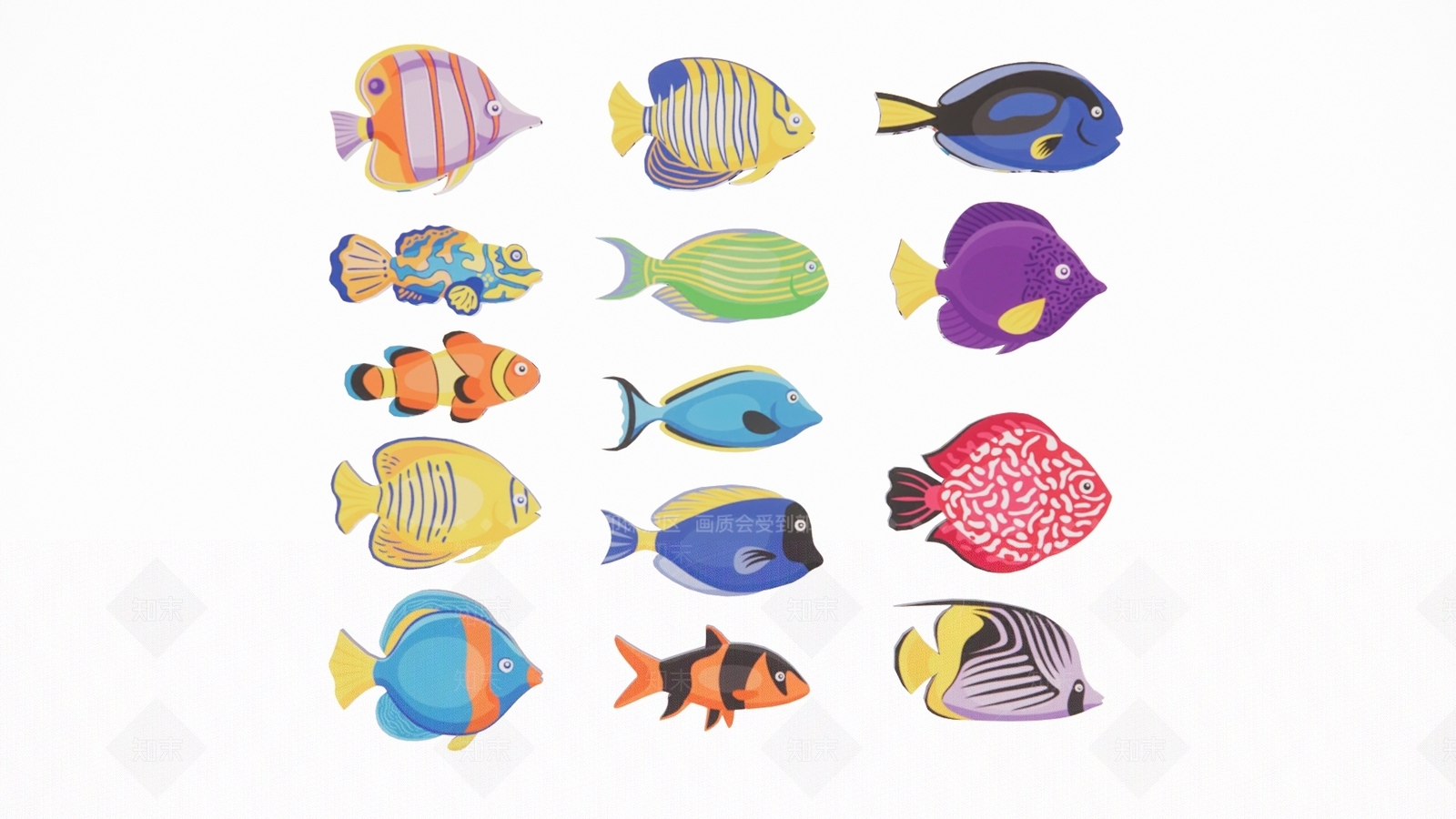 2D现代海洋鱼类热带鱼观赏鱼海底世界剪影SU模型下载【ID:1155580783】