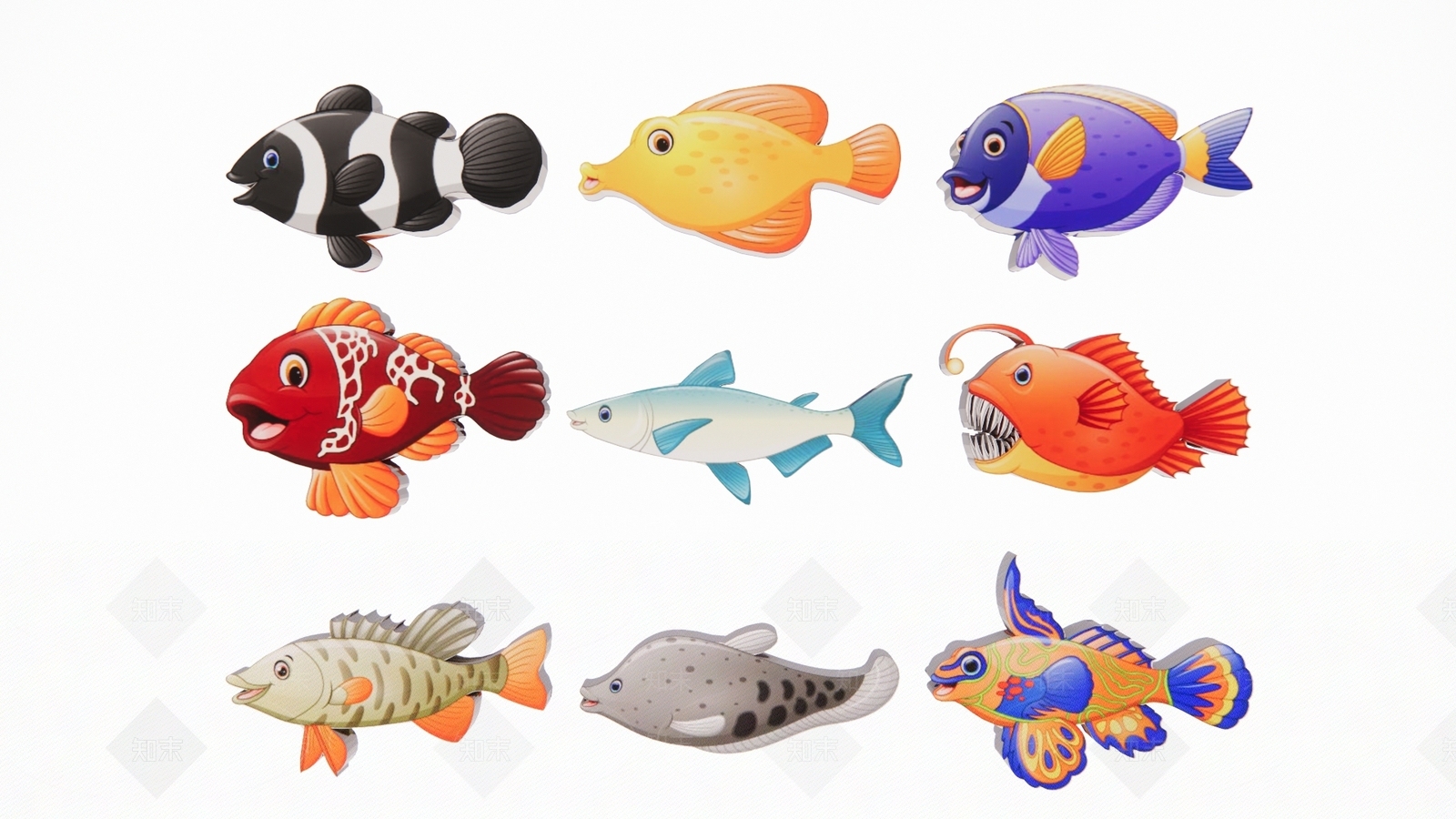 2D现代海洋鱼类热带鱼观赏鱼海底世界剪影SU模型下载【ID:1155580729】