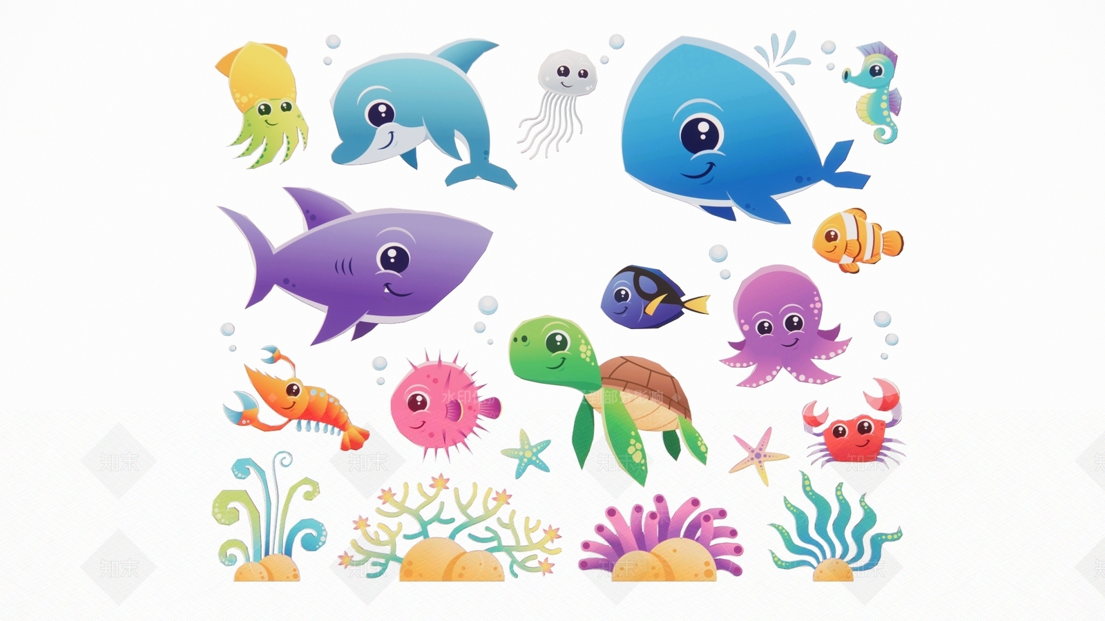 2D现代海洋鱼类热带鱼观赏鱼海底世界剪影SU模型下载【ID:1155580815】