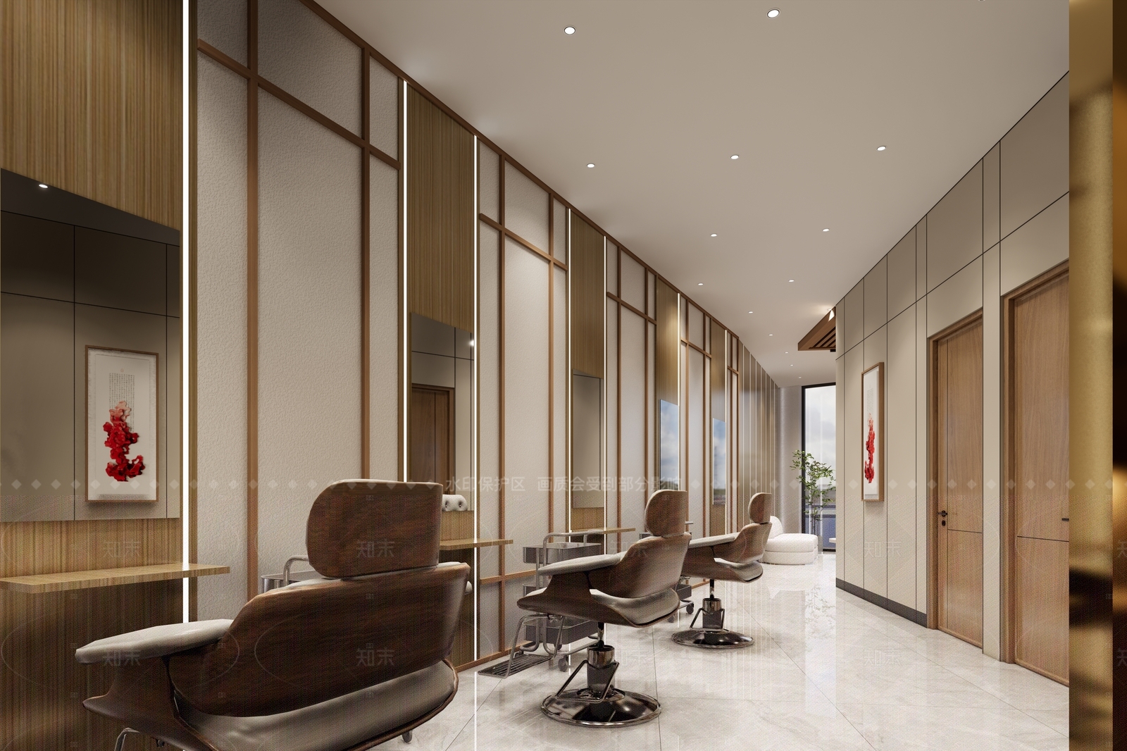 新中式理发店SU模型下载【ID:1216044442】