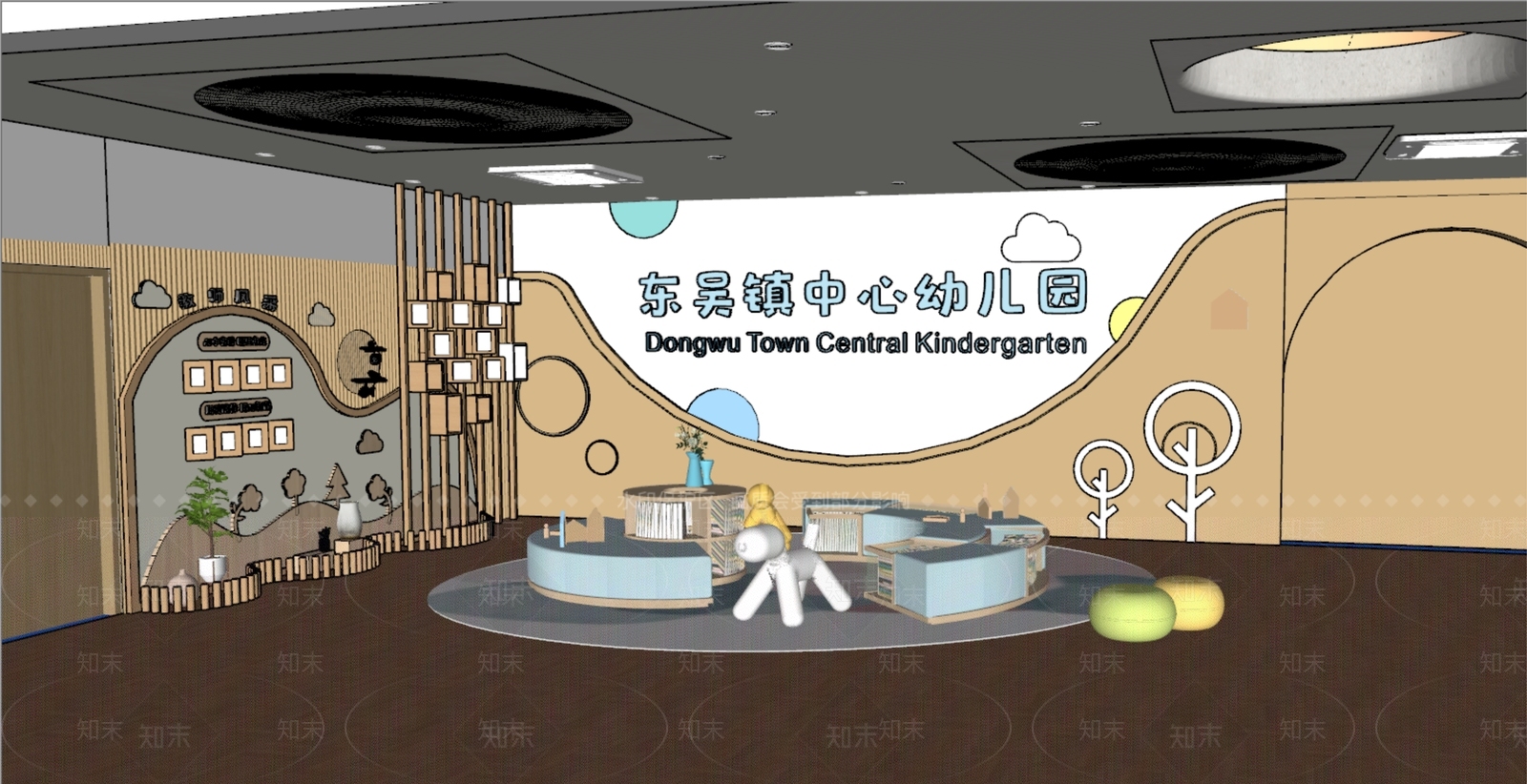 现代幼儿园大厅SU模型下载【ID:1155589430】