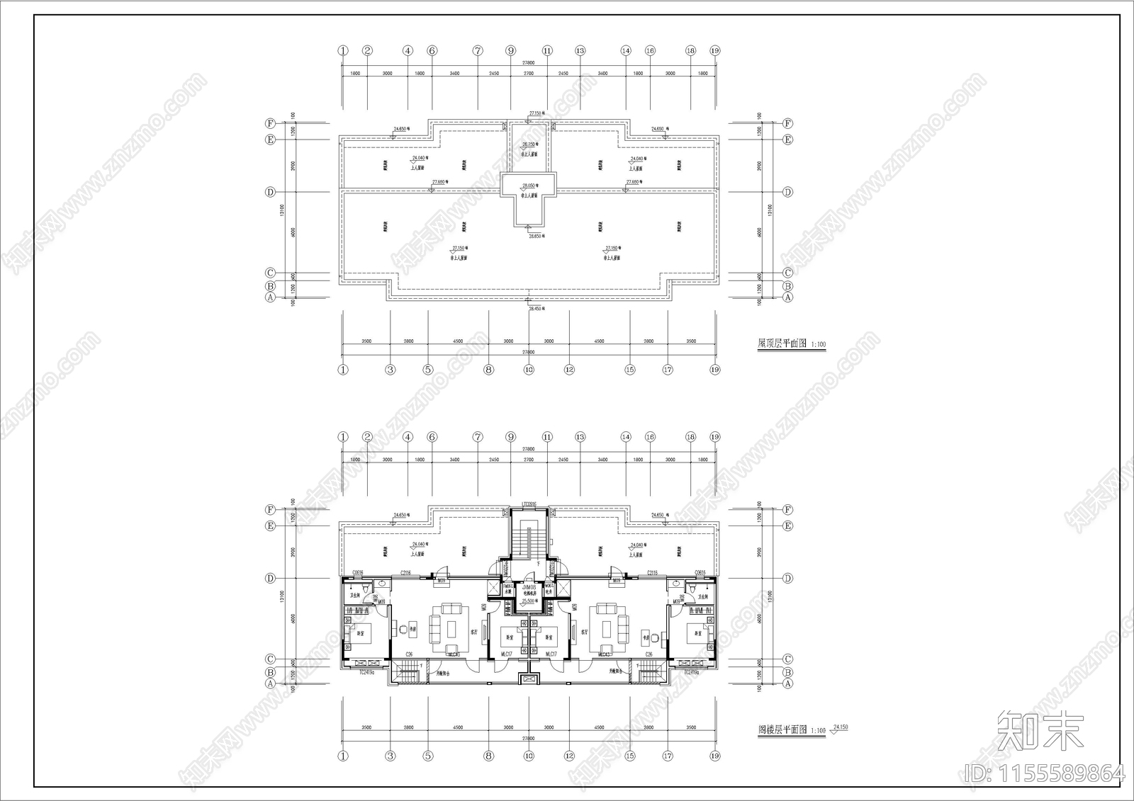 新古典风格洋房住宅cad施工图下载【ID:1155589864】