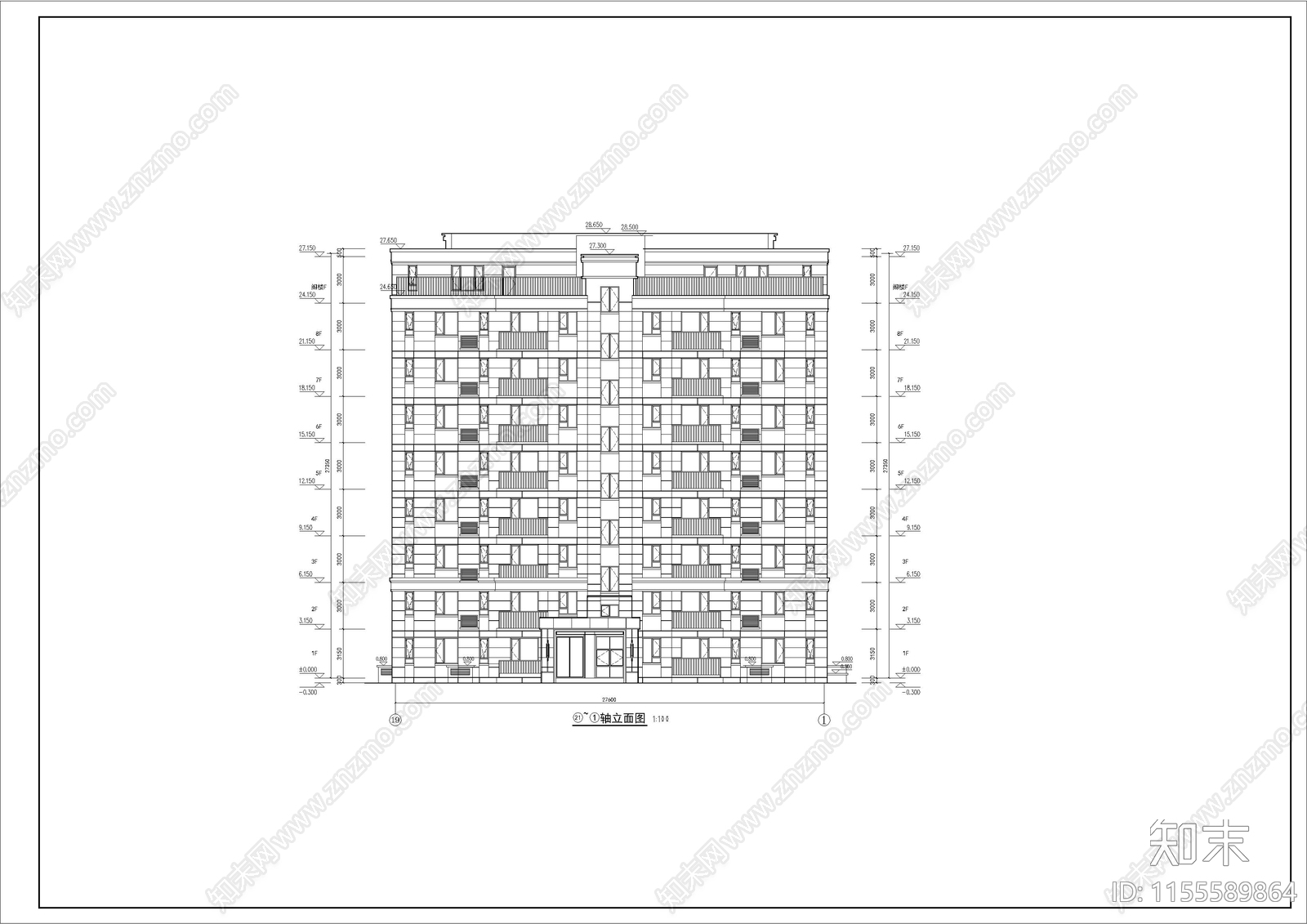 新古典风格洋房住宅cad施工图下载【ID:1155589864】