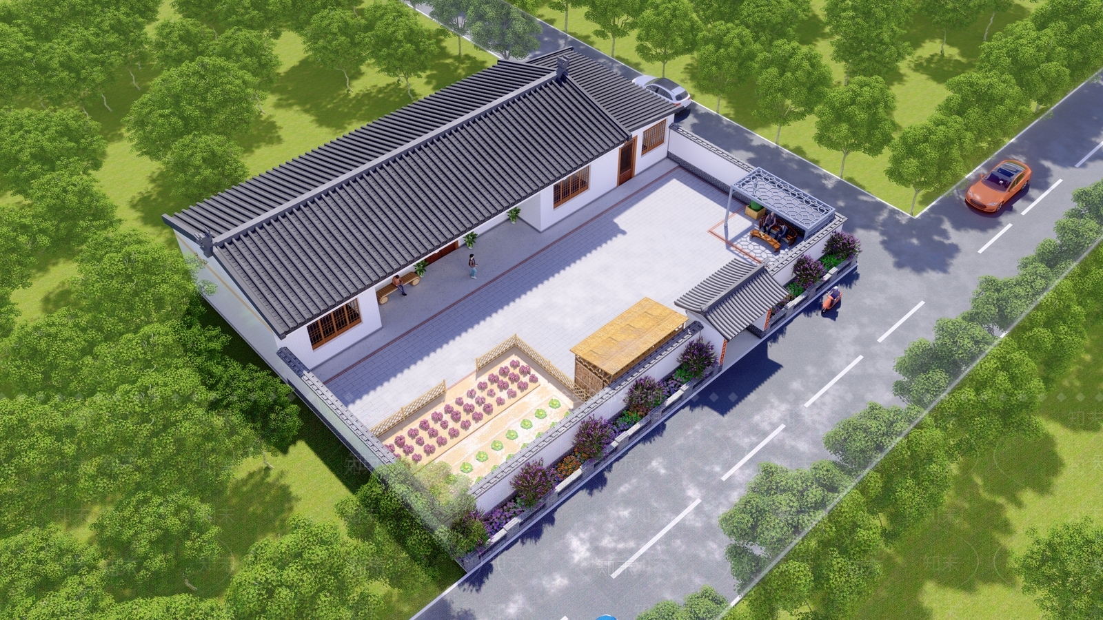 中式农村住宅SU模型下载【ID:1155590460】