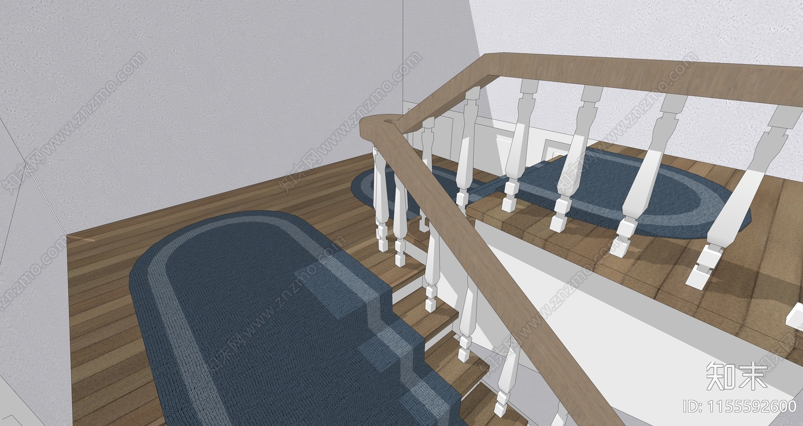 欧式英伦风格楼梯间SU模型下载【ID:1155592600】