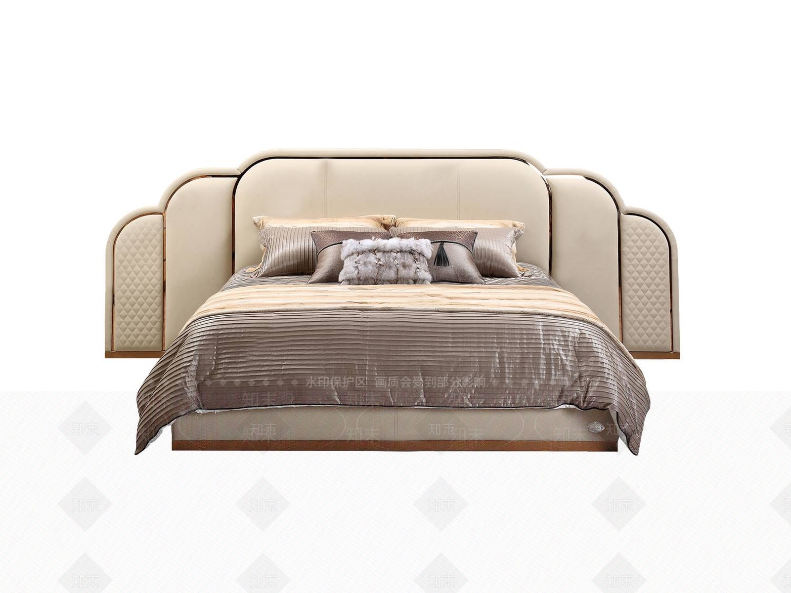 现代双人床3D模型下载【ID:1155592570】
