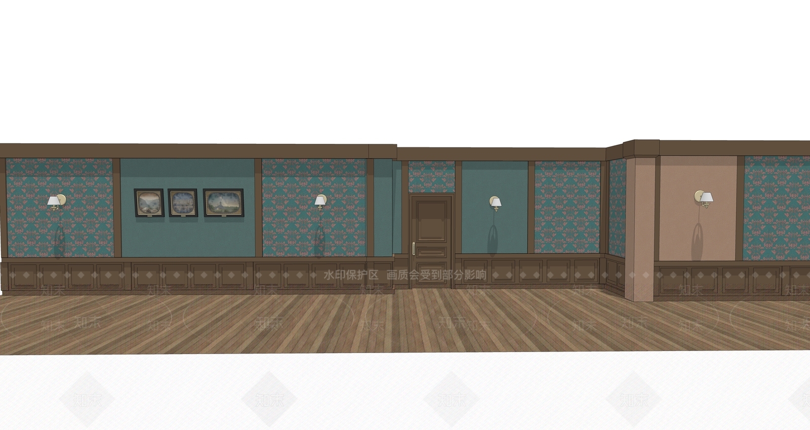 欧式英伦风护墙板SU模型下载【ID:1155592817】