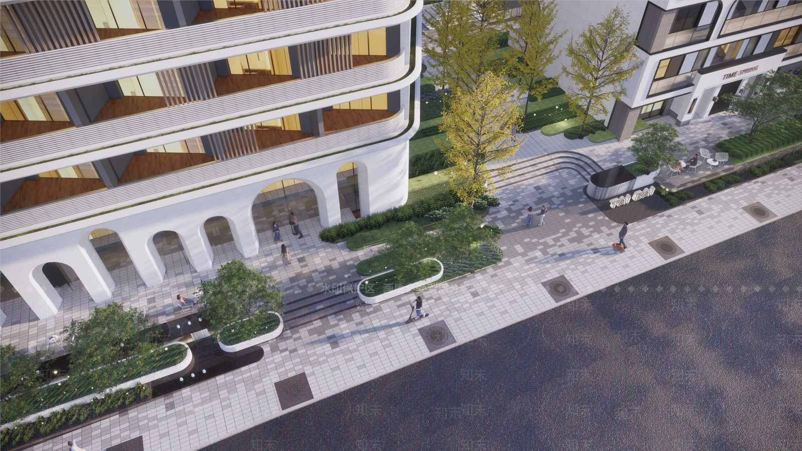 现代商业街与住宅酒店景观SU模型下载【ID:1155593970】