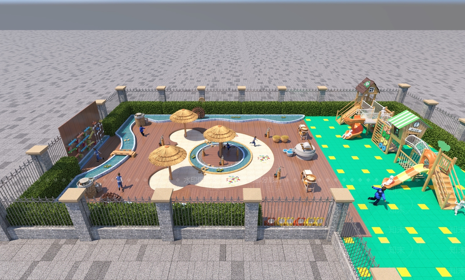 现代幼儿园儿童游乐3D模型下载【ID:1155593669】
